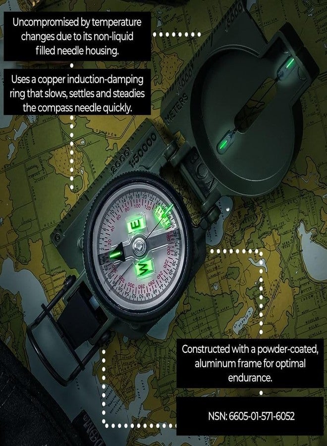 Cammenga Compass Military Grade Phosphorescent - Lensatic Compass Shock, Sand, and Waterproof, Tactical, Navigation - Made in The USA - Image 2
